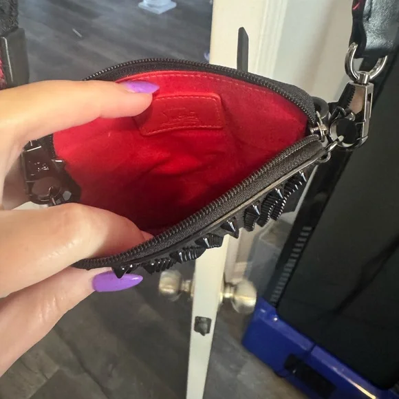 Christian Louboutin Black Crossbody Bag with Red Strap - Picture 6 of 10